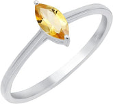 Natural Citrine Ring for Women, November Birthstone Citrine Ring, Sterling Silver Solitaire Ring